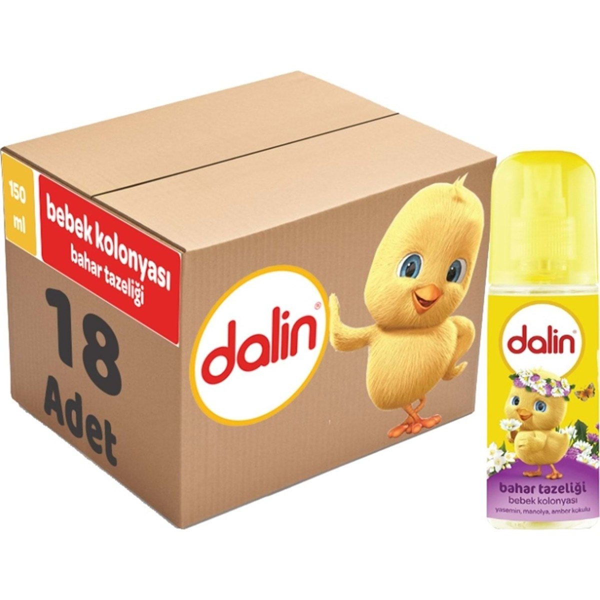 Dalin Bebek Kolonyası 150ML Bahar Tazeliği (Yasemin-Manolya-Amber Kokulu) (18 Li Set)