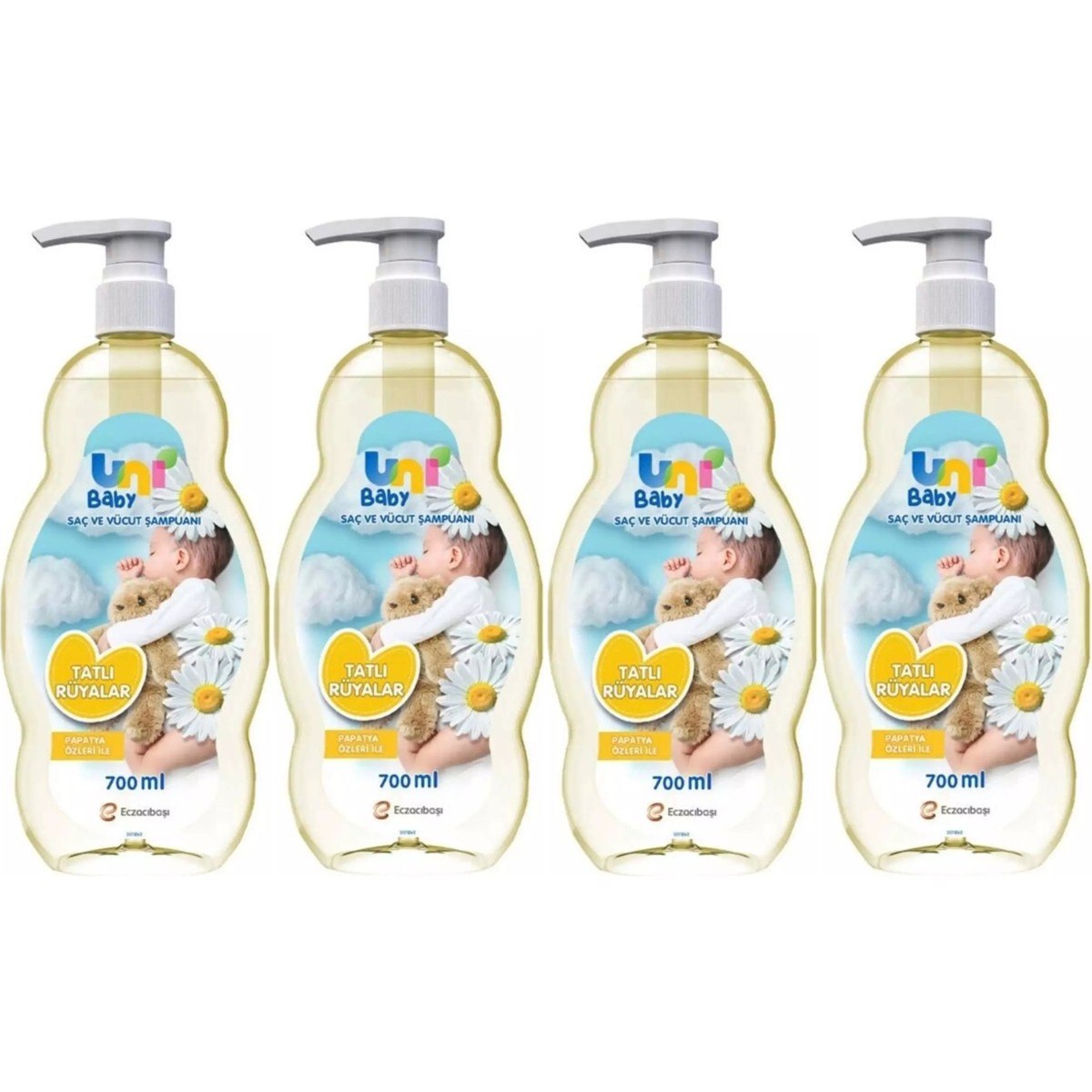 Uni Baby Bebek Şampuanı 700ML Tatlı Rüyalar (Pompalı) (4 Lü Set)