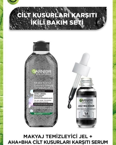 Aha+bha Cilt Kusurları Onarıcı Serum 30ml & Micellar Kömür Makyaj Temizleyici Jel 400ml