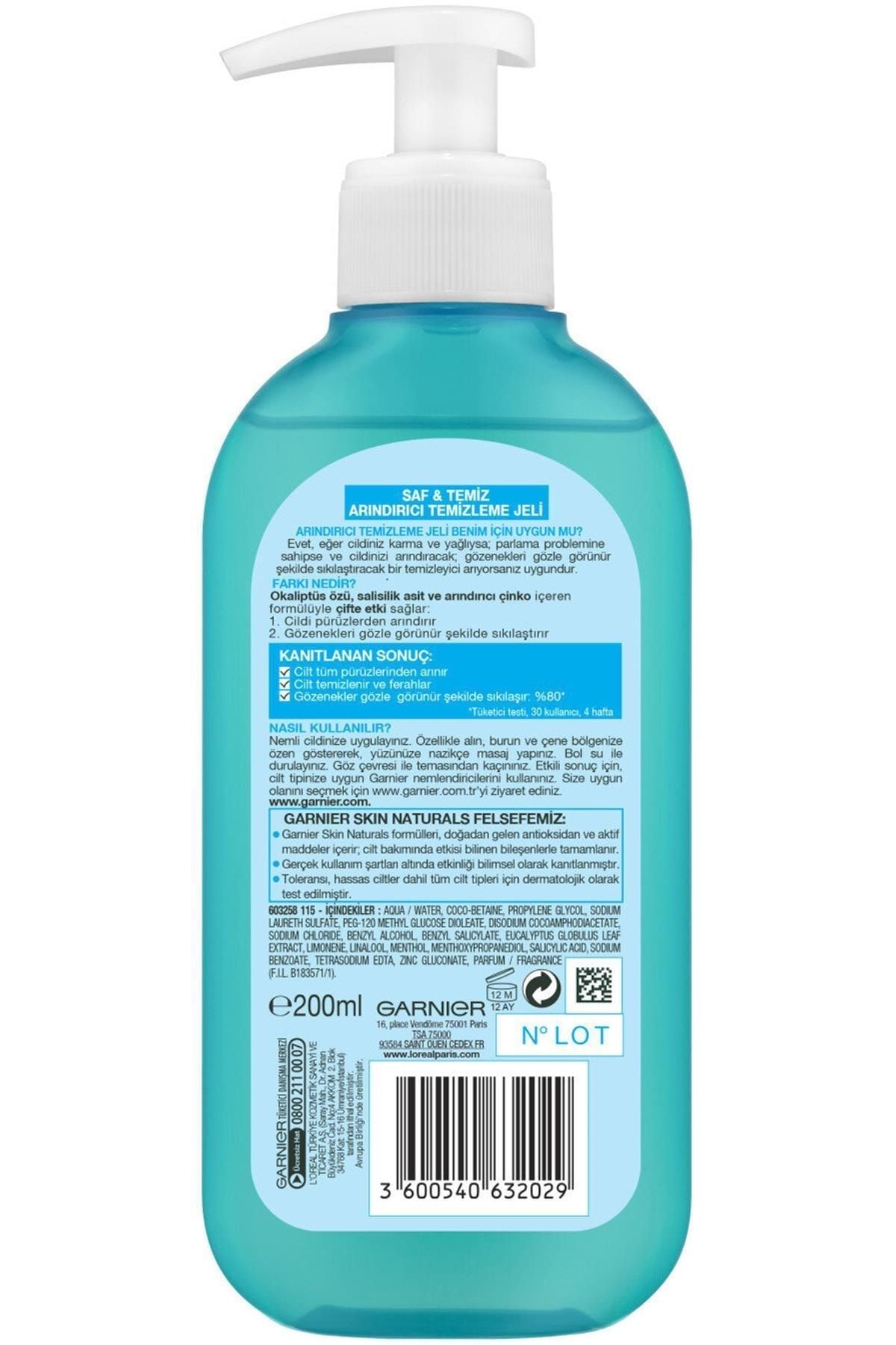 Marka: Saf & Temiz Temizleme Jeli 200ml Kategori: Makyaj Temizleyici - Görsel 2