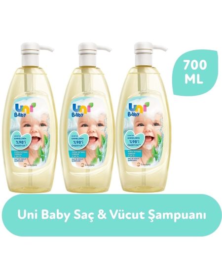 Saç ve Vücut Şampuan 700 ml pompalı 3'lü Set