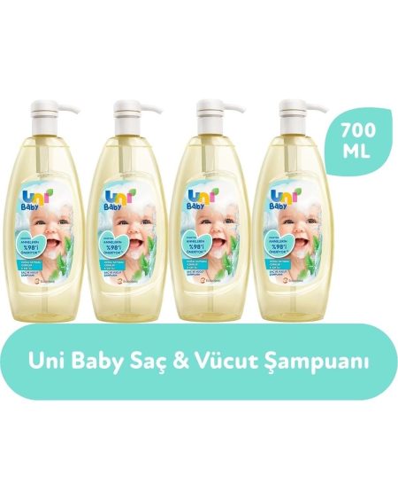 Saç ve Vücut Şampuan 700 ml Pompalı 4 lü Set