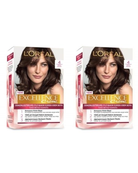 2 Adet Saç Boyası - Excellence Creme 4 Kahve