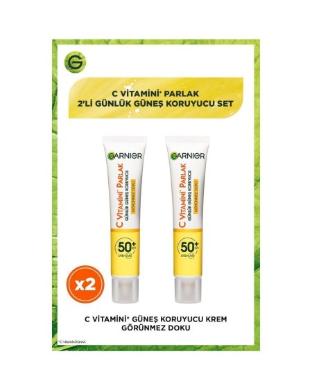 2'li Garnier C Vitamini Parlak Günlük Güneş Koruyucu Fluid Yüz Kremi SPF50+ 40ml