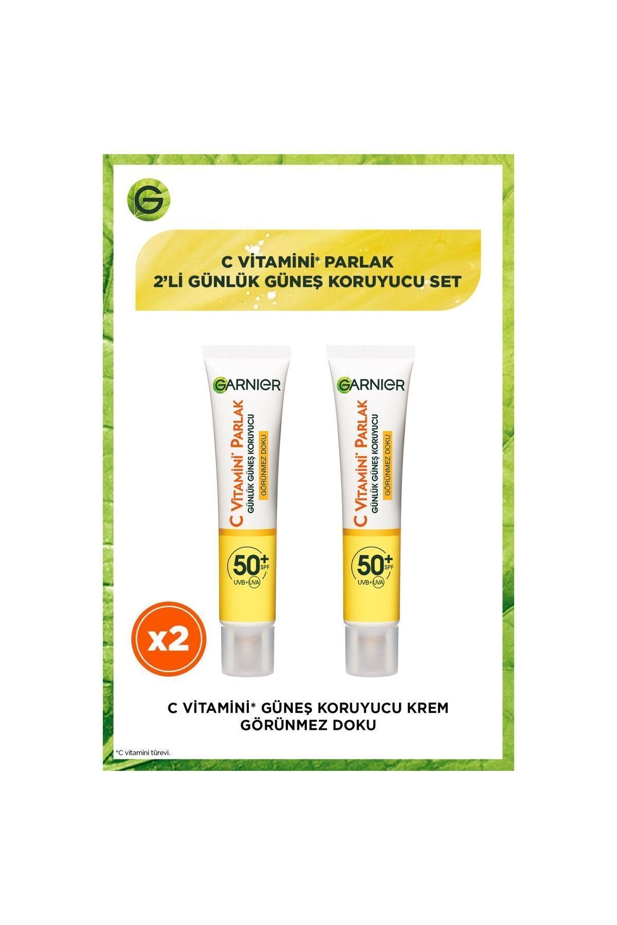 2'li Garnier C Vitamini Parlak Günlük Güneş Koruyucu Fluid Yüz Kremi SPF50+ 40ml
