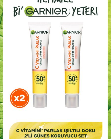 C Vitamini Parlak 2'li Güneş Koruyucu Set Işıltılı Doku