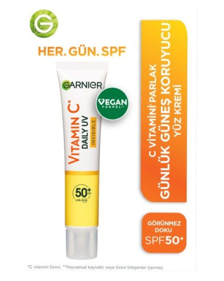 C Vitamini Parlak Günlük Güneş Koruyucu Fluid Yüz Kremi Görünmez Doku SPF50+ 40ml
