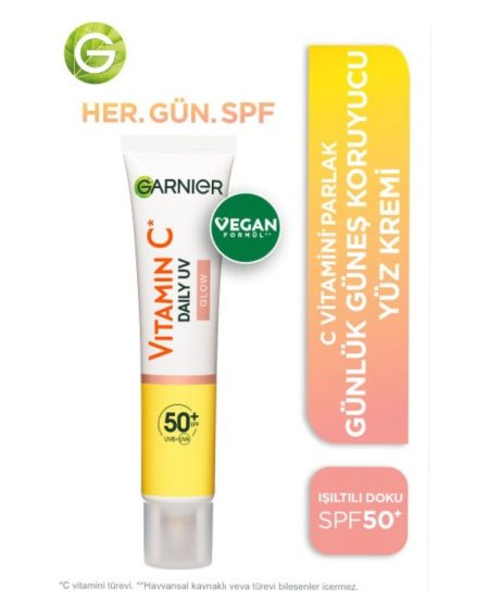 C Vitamini Parlak Günlük Güneş Koruyucu Fluid Yüz Kremi Işıltılı Doku SPF50+ 40ml