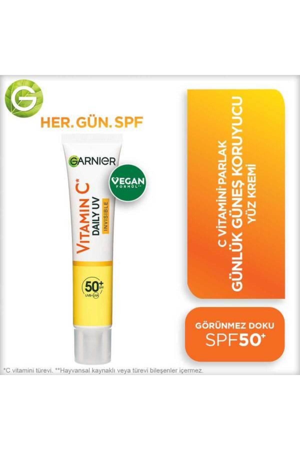 C Vitamini Parlak Günlük Uv Korumalı Güneş Yüz Kremi Görünmez Doku Spf50 40ml