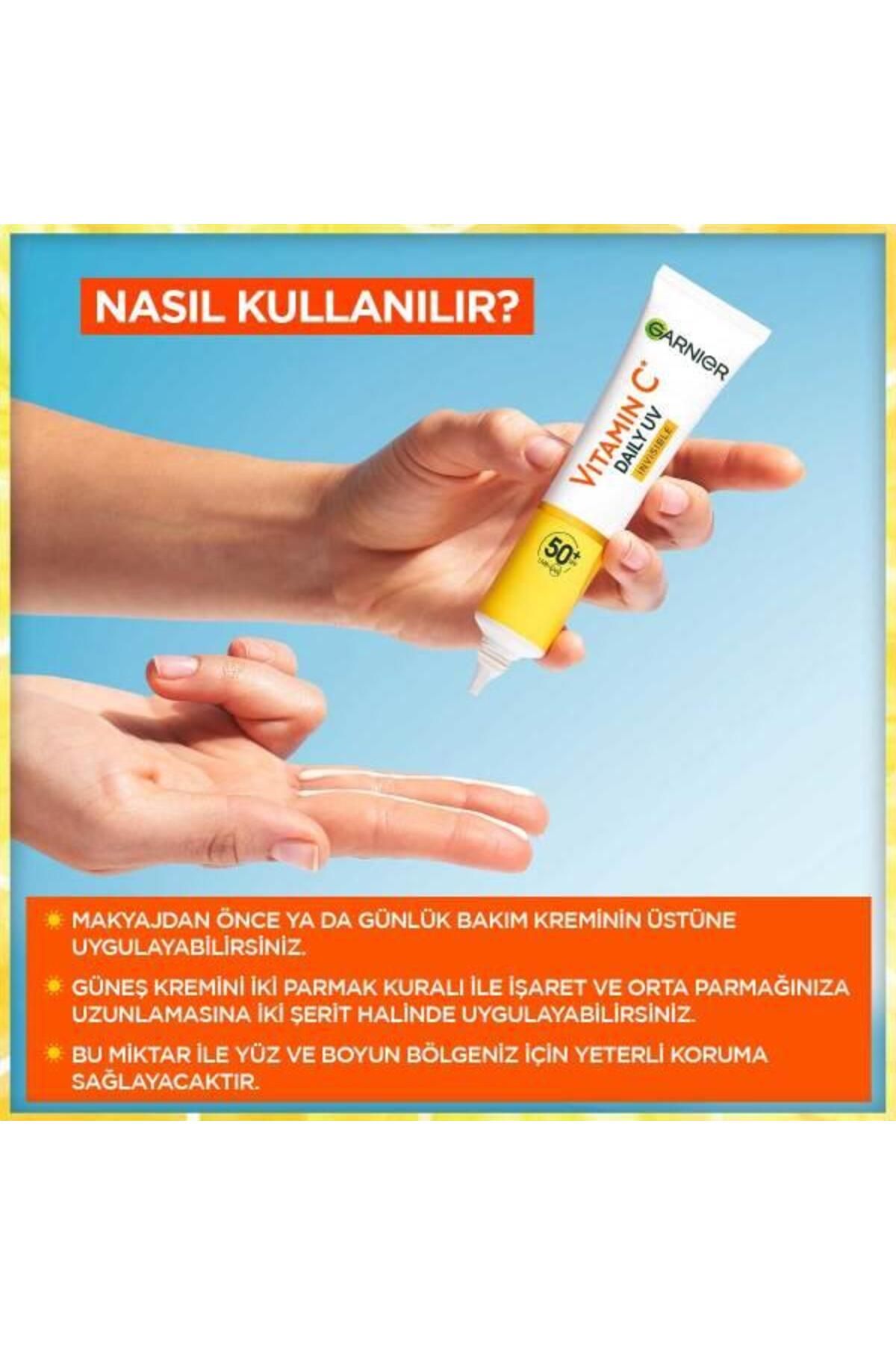 C Vitamini Parlak Günlük Uv Korumalı Güneş Yüz Kremi Görünmez Doku Spf50 40ml - Görsel 2