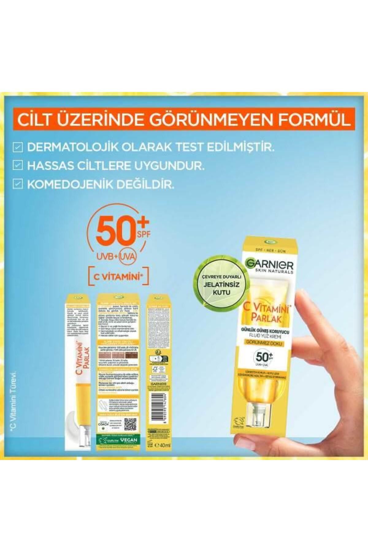 C Vitamini Parlak Günlük Uv Korumalı Güneş Yüz Kremi Görünmez Doku Spf50 40ml - Görsel 6