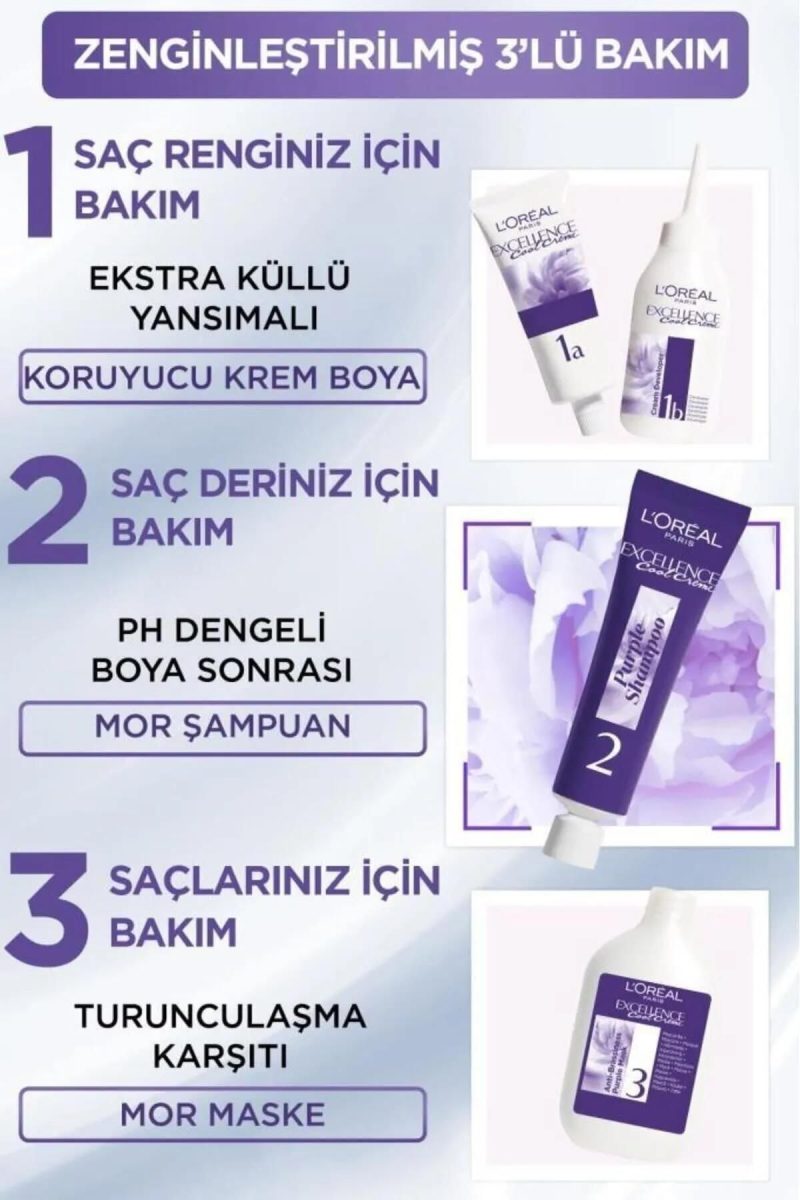 Excellence Cool Creme Saç Boyası 3.11 Ekstra Küllü Koyu Kahve - Görsel 2