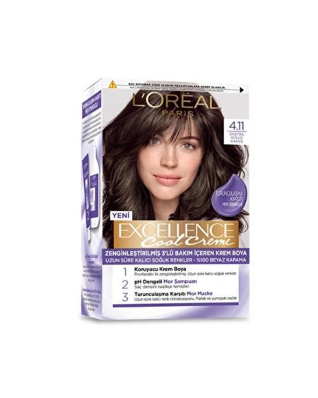 Excellence Cool Creme Saç Boyası – 4.11 Ekstra Küllü Kahve