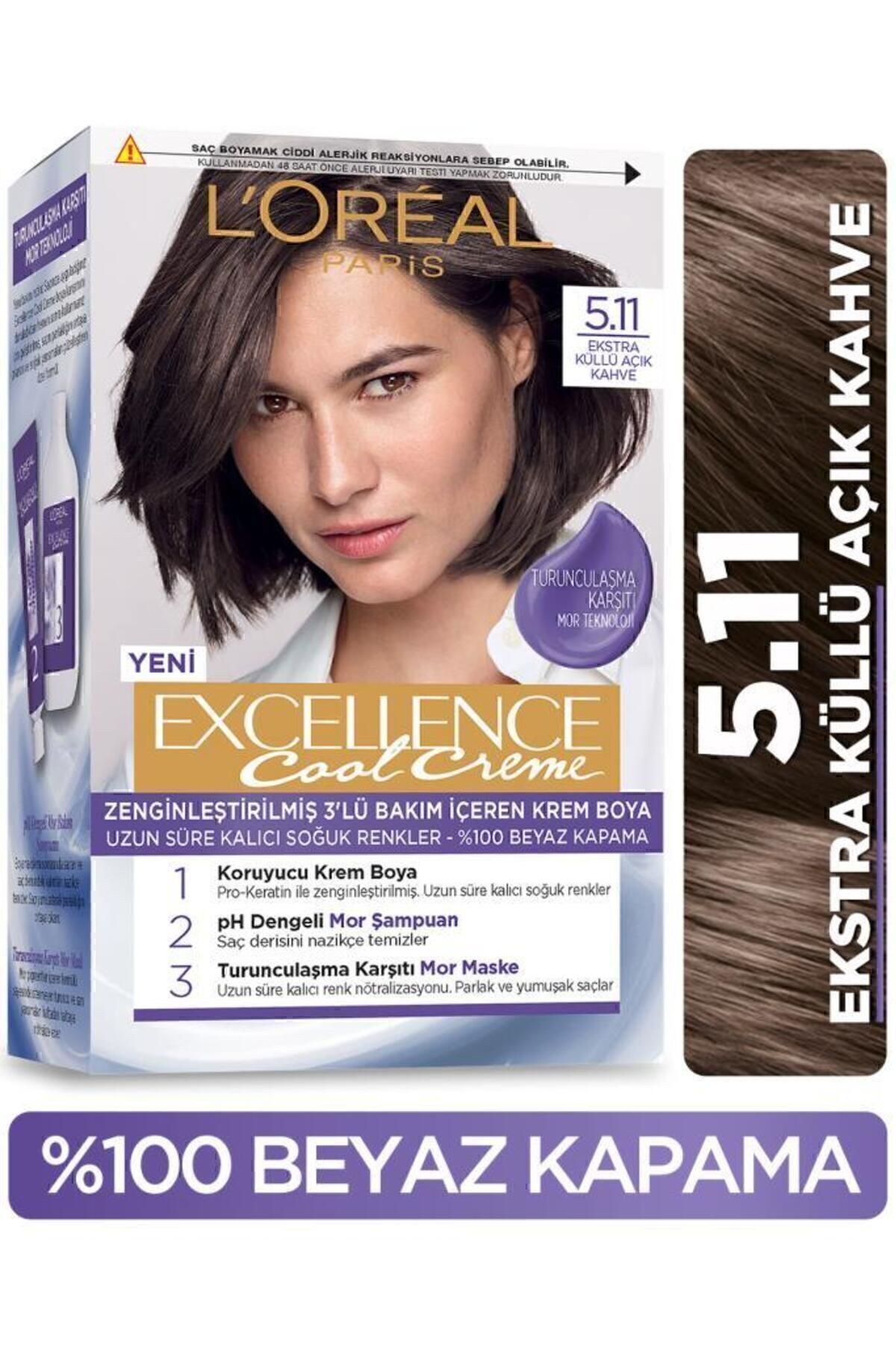 Excellence Cool Creme Saç Boyası – 5.11 Ekstra Küllü Açık Kahve 3'lü Set - Görsel 2