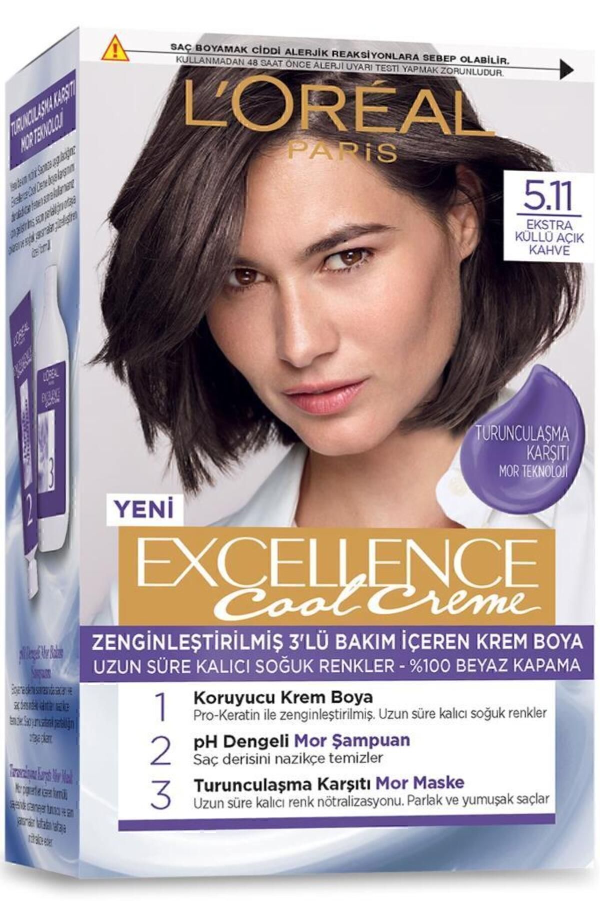 Excellence Cool Creme Saç Boyası – 5.11 Ekstra Küllü Açık Kahve 3'lü Set - Görsel 3