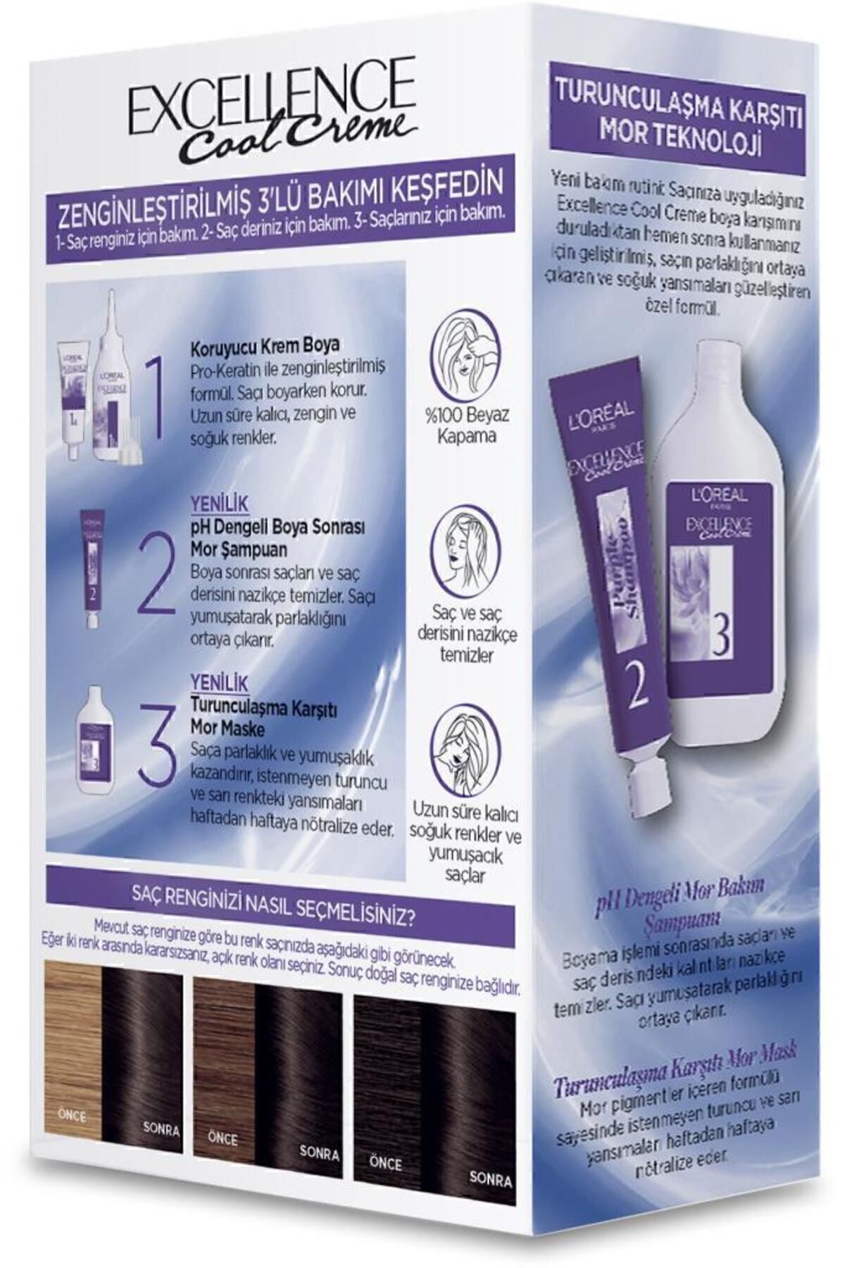 Excellence Cool Creme Saç Boyası – 5.11 Ekstra Küllü Açık Kahve 3'lü Set - Görsel 5