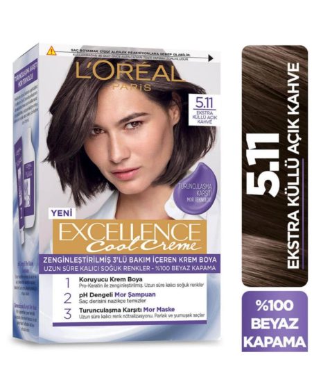Excellence Cool Creme Turunculaşma Karşıtı Saç Boyası 5.11 Ekstra Küllü Açık Kahve