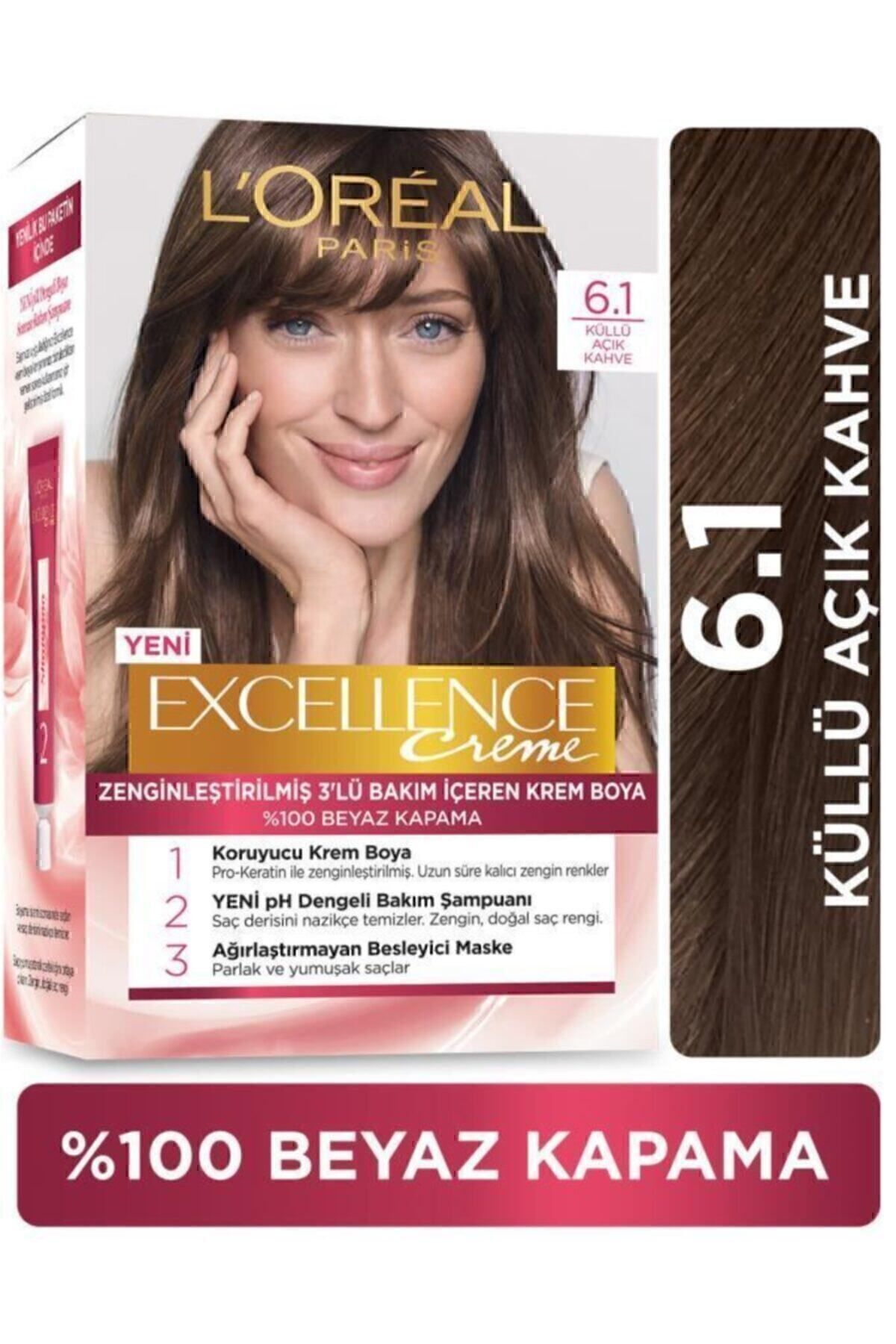Excellence Creme Saç Boyası 6.1 Küllü Açık Kahve 2'li Set - Görsel 2