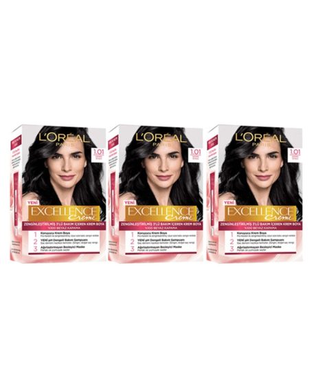 Excellence Saç Boyası 1.01 Derin Siyah 3'lü Set