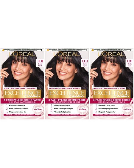 Excellence Saç Boyası 1.01 Derin Siyah 3'lü Set