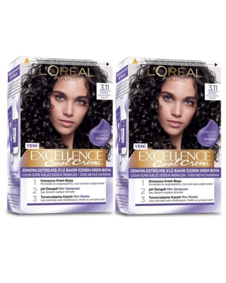 Excellence Saç Boyası 3.11 Ekstra Küllü Koyu Kahve 2'li Set