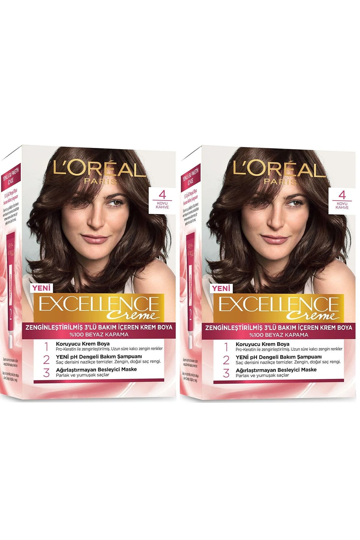 Excellence Saç Boyası 4 Koyu Kahve 2'li Set