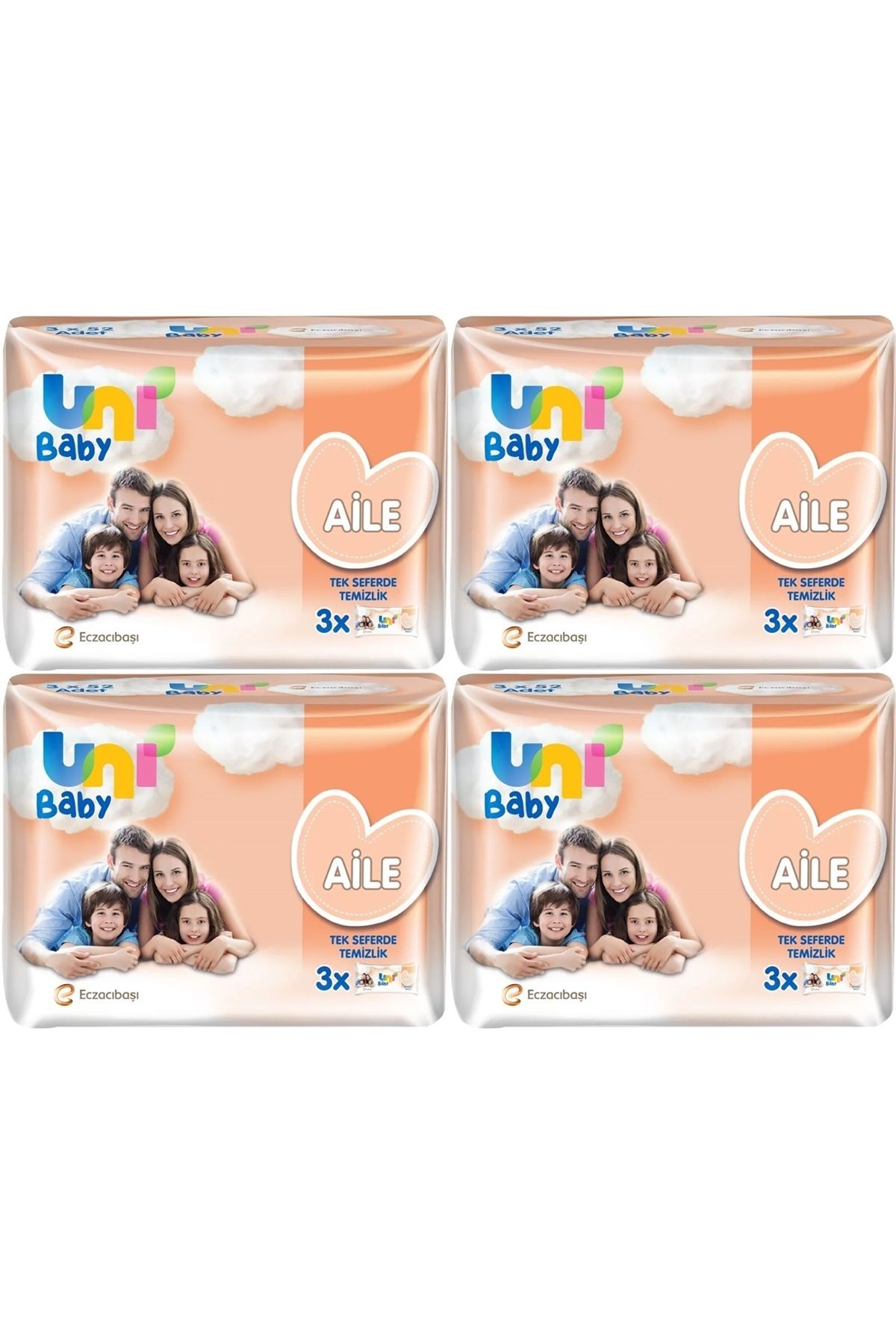 Islak Havlu Mendil Aile 52 Yaprak (12 Li Set) 624 Yaprak (4PK*3)