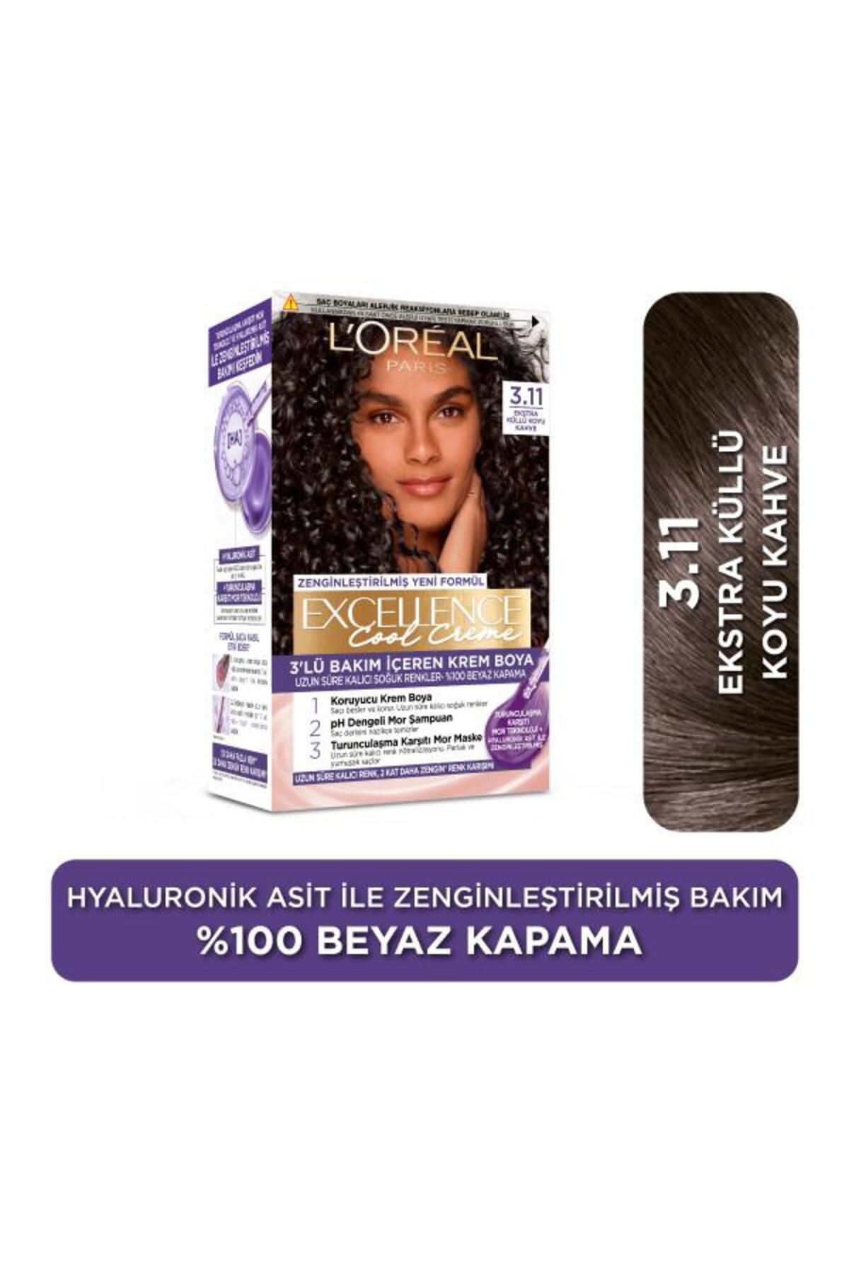 L'Oréal Paris Excellence Cool Creme 3.11 Ekstra Küllü Koyu Kahve Saç Boyası