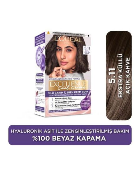 L'Oréal Paris Excellence Cool Creme 5.11 Ekstra Küllü Açık Kahve Saç Boyası