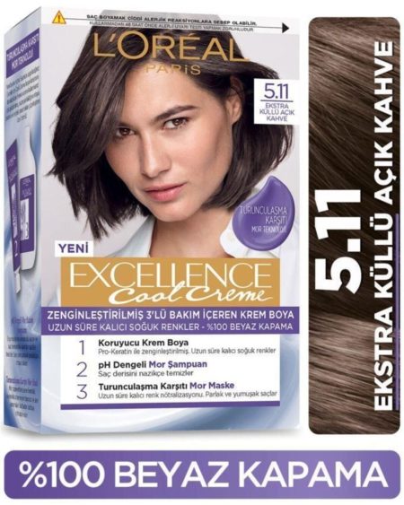 L’oréal Paris Excellence Cool Creme Saç Boyası – 5.11 Ekstra Küllü Açık Kahve