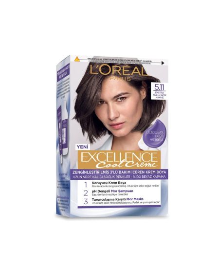 L’oréal Paris Excellence Cool Creme Saç Boyası – 5.11 Ekstra Küllü Açık Kahve