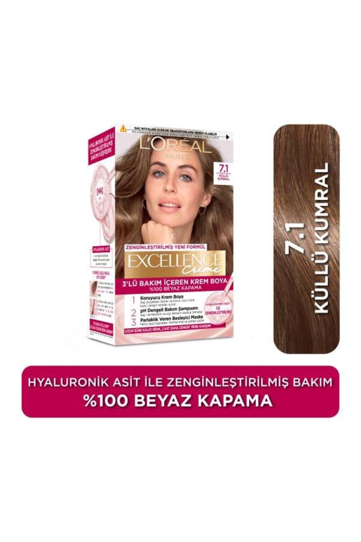 L'Oréal Paris Excellence Creme 7.1 Küllü Kumral Saç Boyası