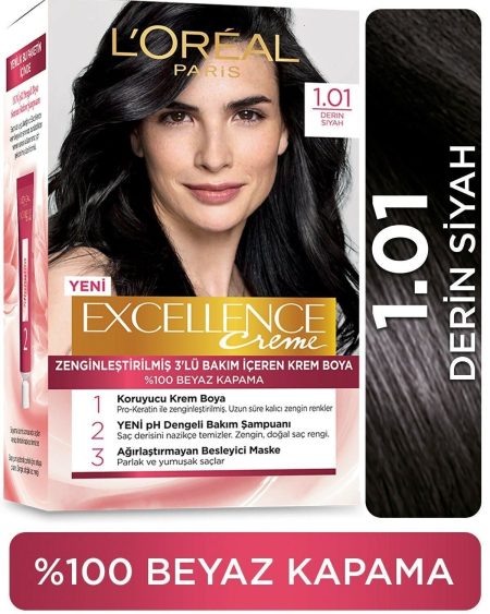 Loreal Excellence 1.01 Derin Saf Siyah Saç Boyası