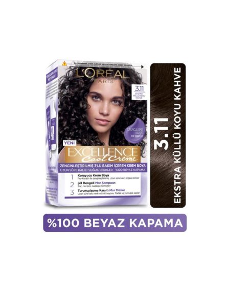 Loreal Paris Excellence Cool Creme Saç Boyası – 3.11 Ekstra Küllü Koyu Kahve