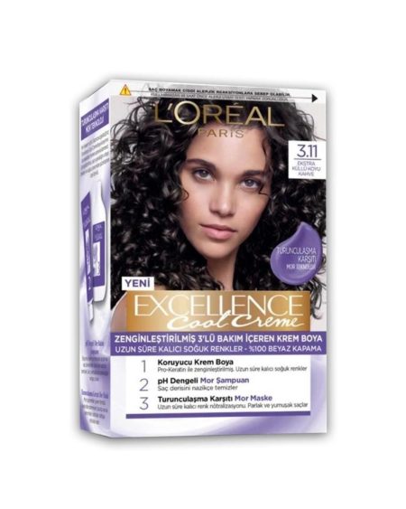 Loreal Paris Excellence Cool Creme Saç Boyası 3.11 Ekstra Küllü Koyu Kahve