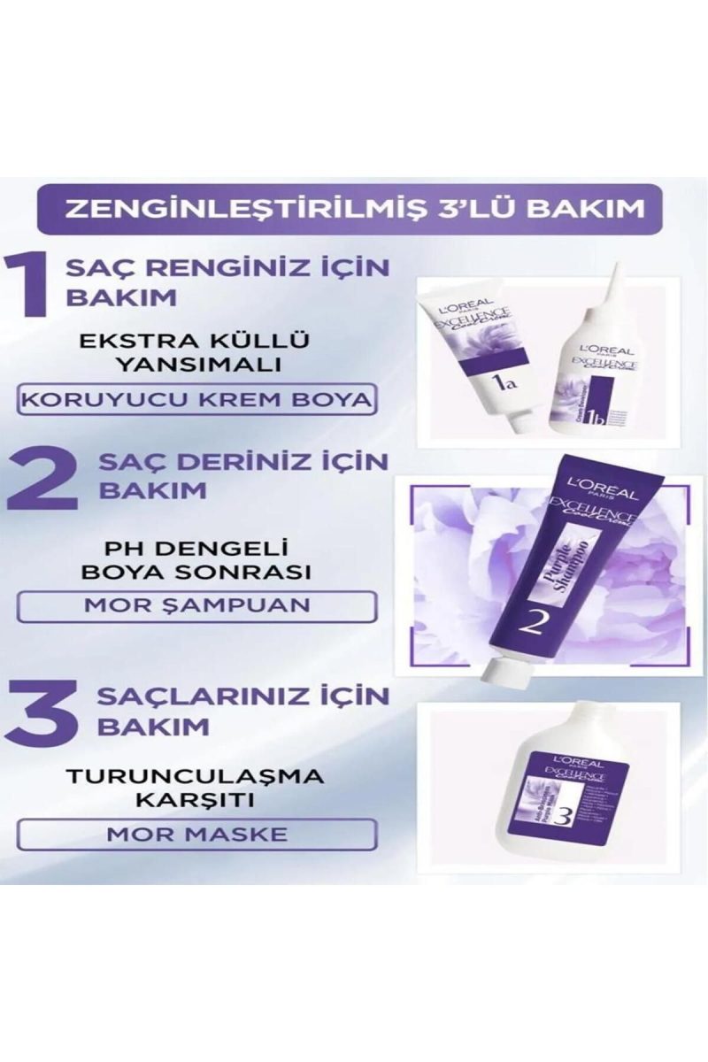 Loreal Paris Excellence Cool Creme Saç Boyası 3.11 Ekstra Küllü Koyu Kahve - Görsel 3