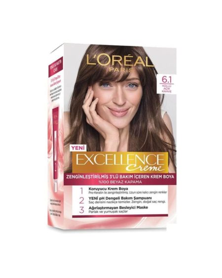 Loreal Paris Excellence Creme Saç Boyası - 6.1 Küllü Açık Kahve