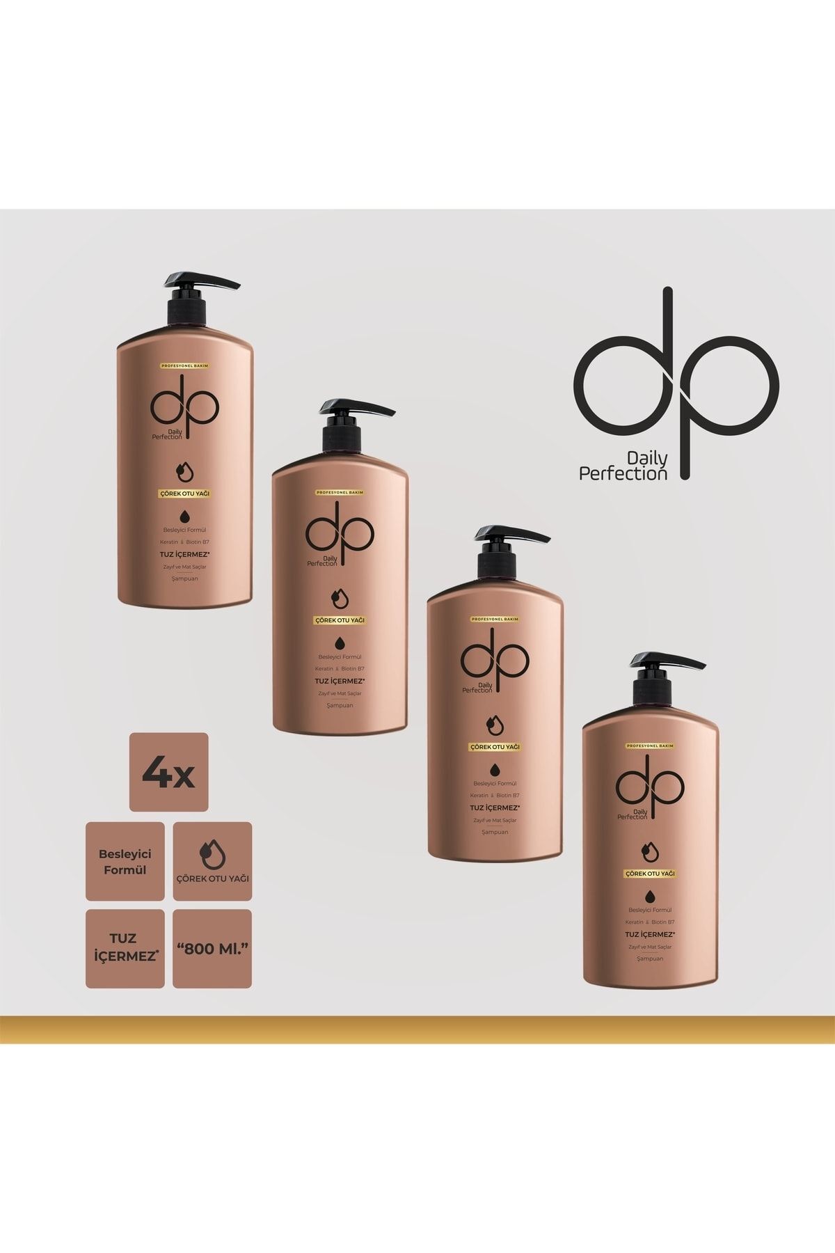 Şampuan Çörek Otu Yağı 800 ml X 4 Adet