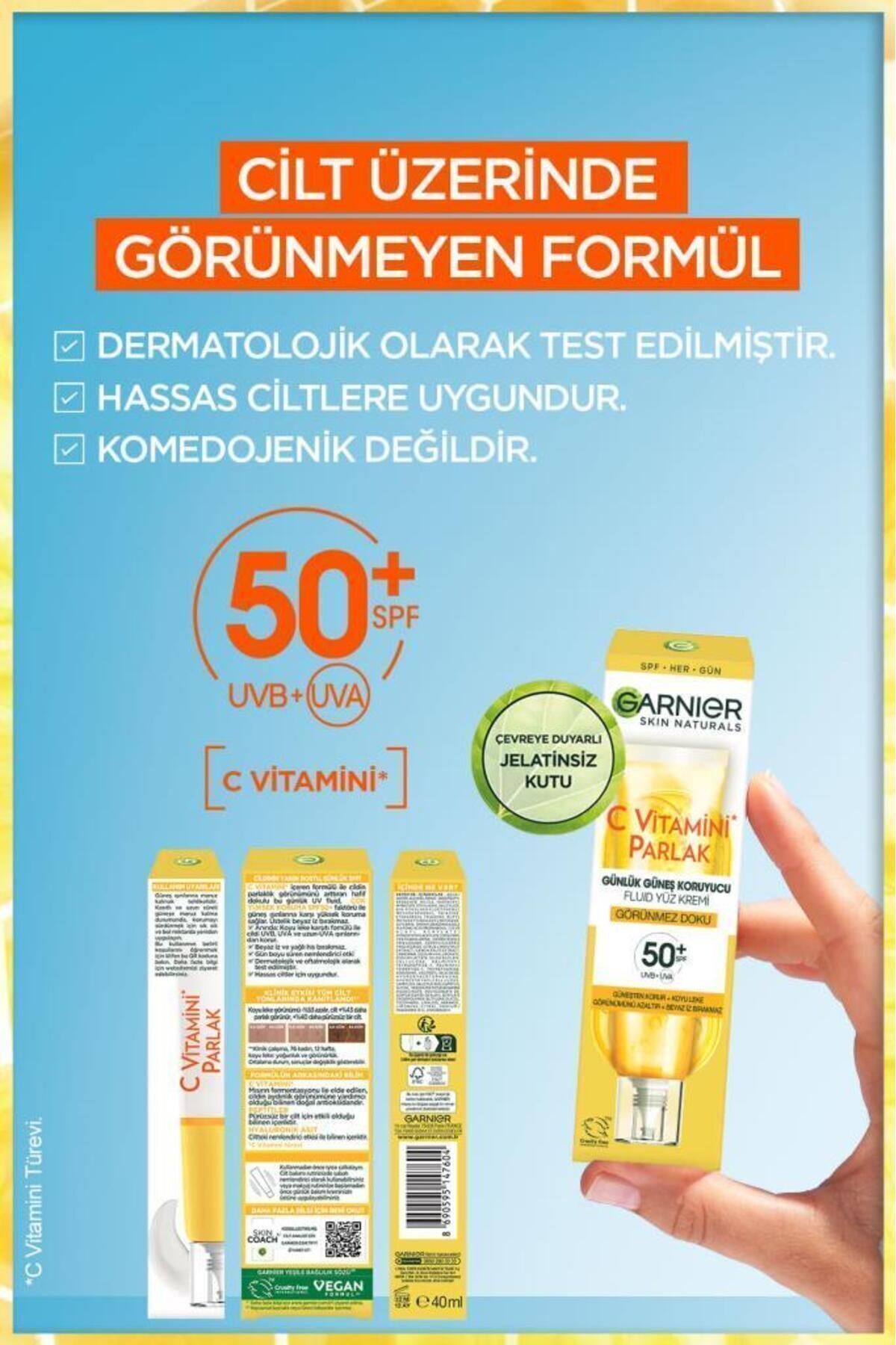 VİTAMİN C DAİLY SUNSCREEN FLUİD FACE CREAM INVİSİBLE TEXTURE SPF50 40ML KeyOn2812 - Görsel 5