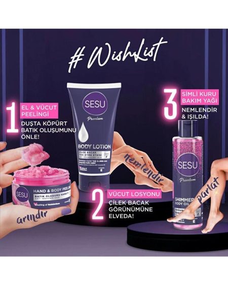 3 Lü Premium Serisi-el Ve Vucüt Peelingi-simli Kuru Bakım Yağı-vucüt Losyonu-3 Ü Bir Arada