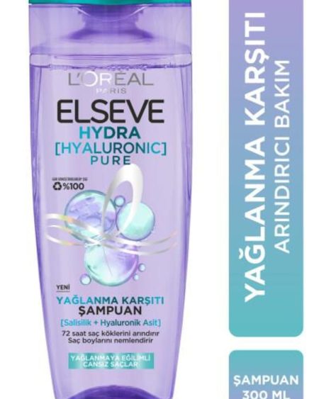 L'Oréal Paris Elseve Hydra [Hyaluronic] Pure Salisilik Asit İçeren Yağlanma Karşıtı Arındırıcı Şampu