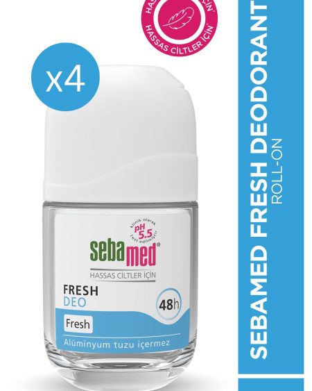 Ter Kokusu Önleyici 48 saat etkili Hassas Ciltler için Kadın Erkek Roll-On Deodorant Fresh 50ml x 4