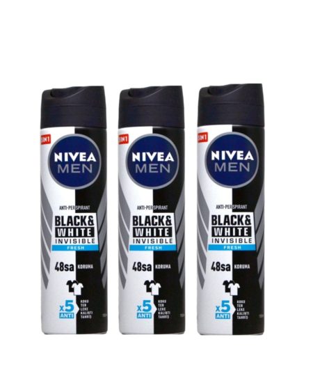 Deodorant 150 ml Erkek Invisible Black & White Fresh x 3 Adet