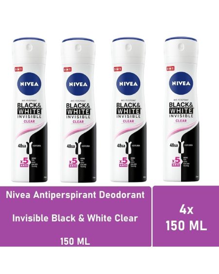 Deodorant Invisible Black White Clear 150 ML - 4'lü Paket