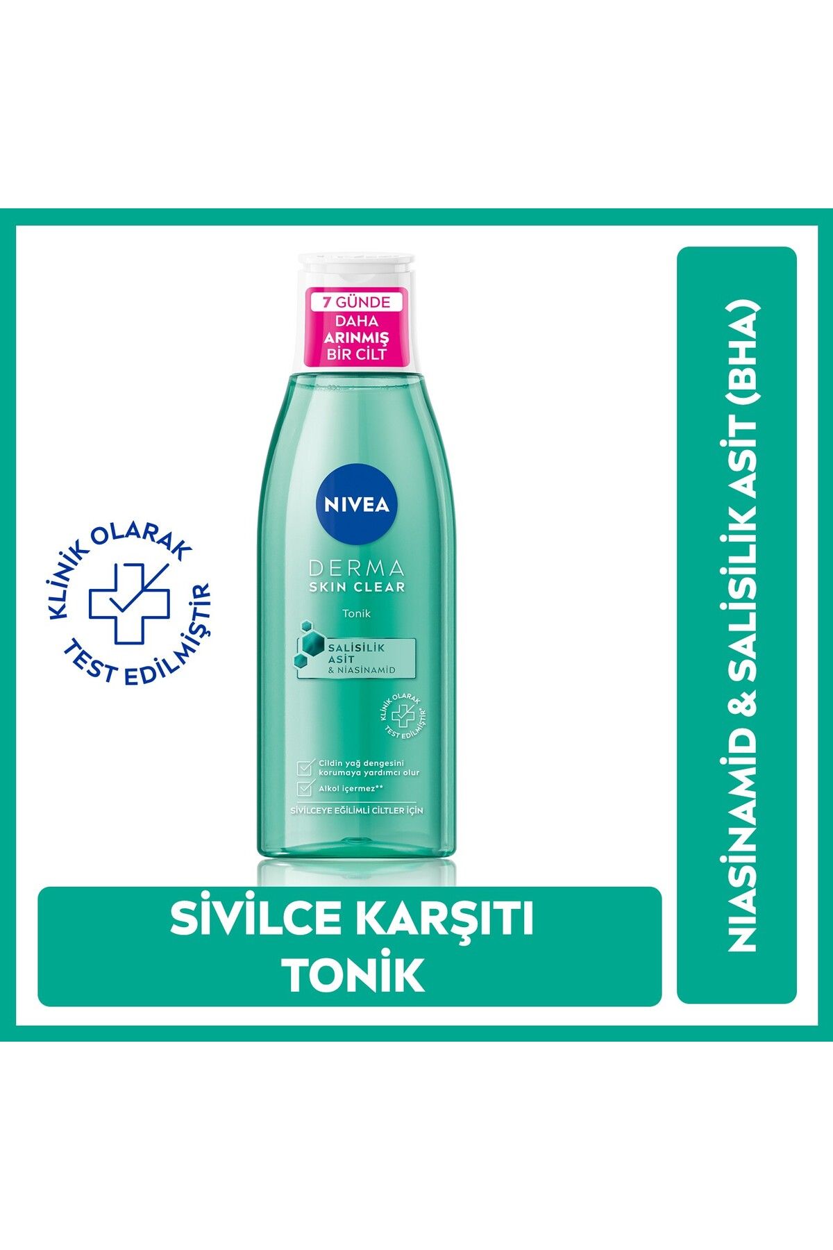Derma Skin Clear Niasinamid Ve Salisilik Asit (Bha) İçeren Sivilce Karşıtı Yüz Temizleme Toni