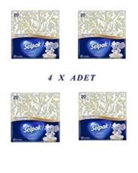 Desenli Peçete 20 Li 4 Paket (STOK DURUMUNA GÖRE DESENLER GÖNDERİLECEKTİR)