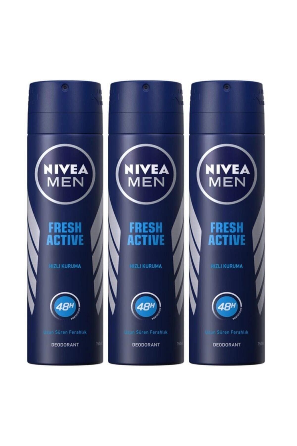 Erkek Men Fresh Active Deodorant Sprey 150 ml 3 Lü