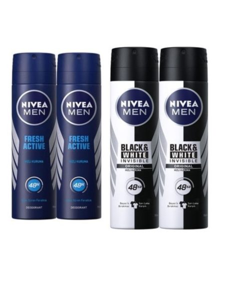Fresh Active Erkek Sprey Deodorant 150 ml X 2 Adet-ınvisible Black&white Original Power Erkek Deo.