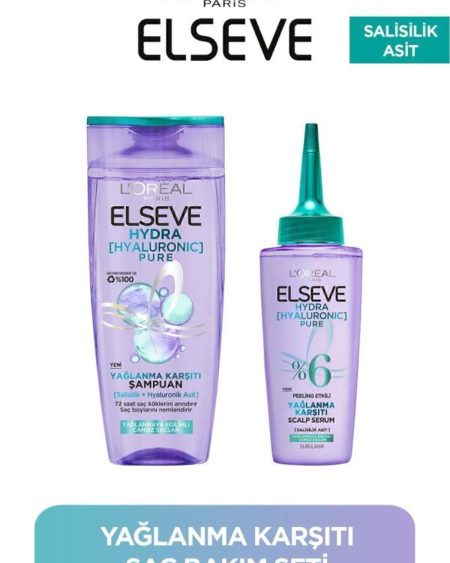 Hydra Pure Salisilik Asit içeren Yağlanma Karşıtı Nemlendirici Şampuan + Saç Derisi Serum Seti