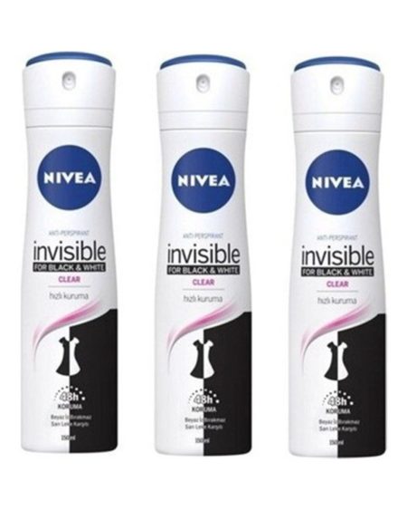 Invisible Black And White Clear Kadın Deodorant 150 Ml (3 Adet)